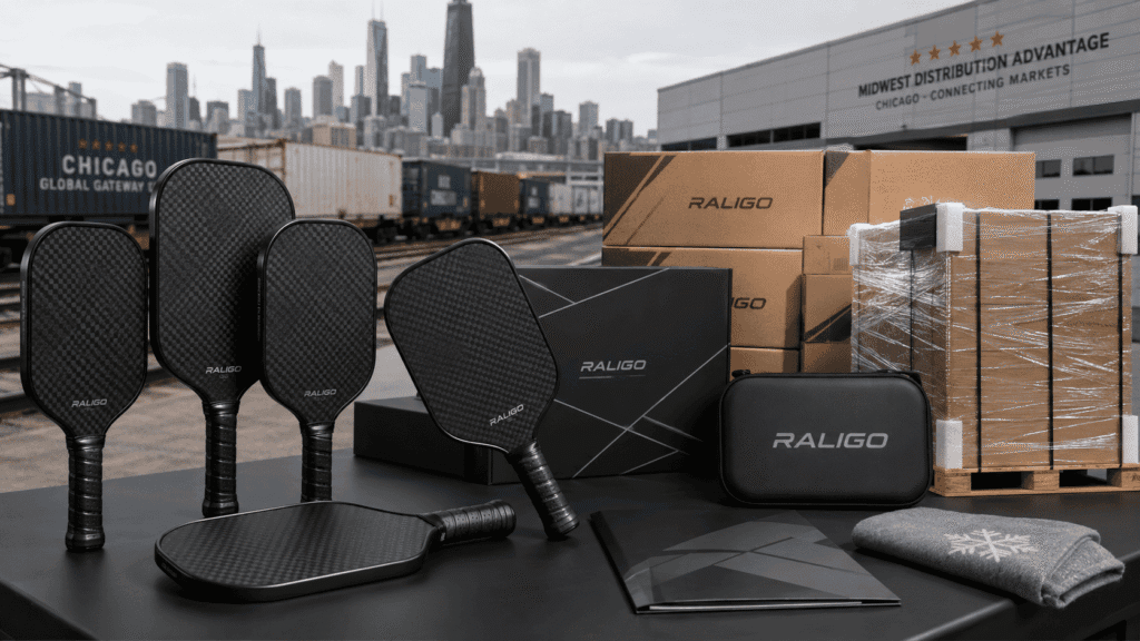 Carbon fiber pickleball paddles moving through the Chicago OEM supply chain for Illinois and Midwest distribution