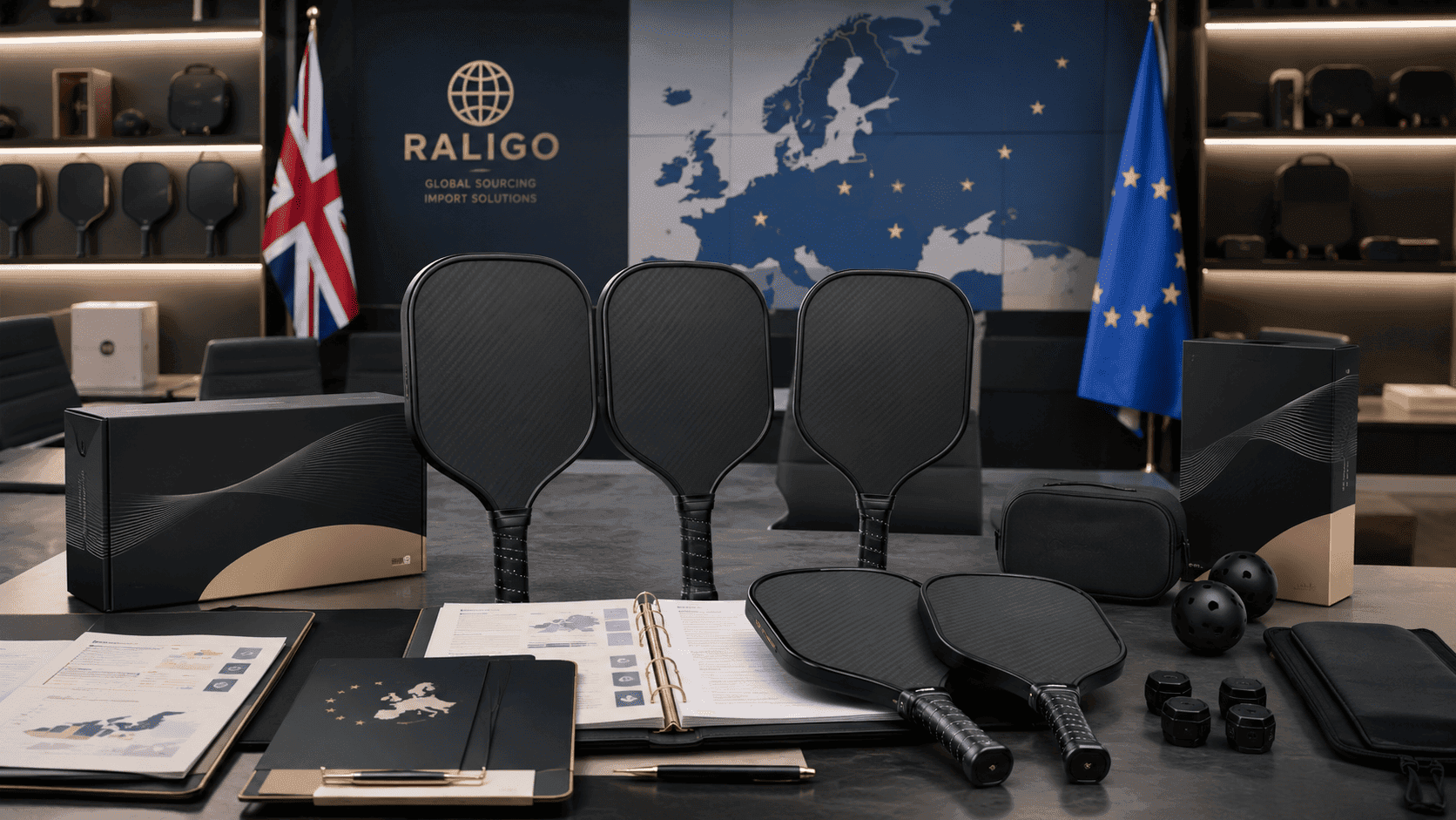 Carbon fiber pickleball paddles prepared for UK and Europe import, OEM sourcing, and compliance-focused distribution