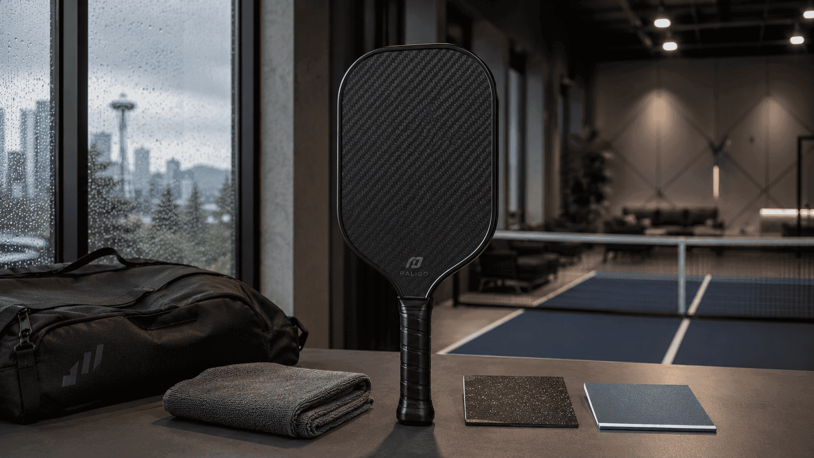 Carbon fiber pickleball paddle designed for Seattle indoor outdoor play and PNW humidity conditions