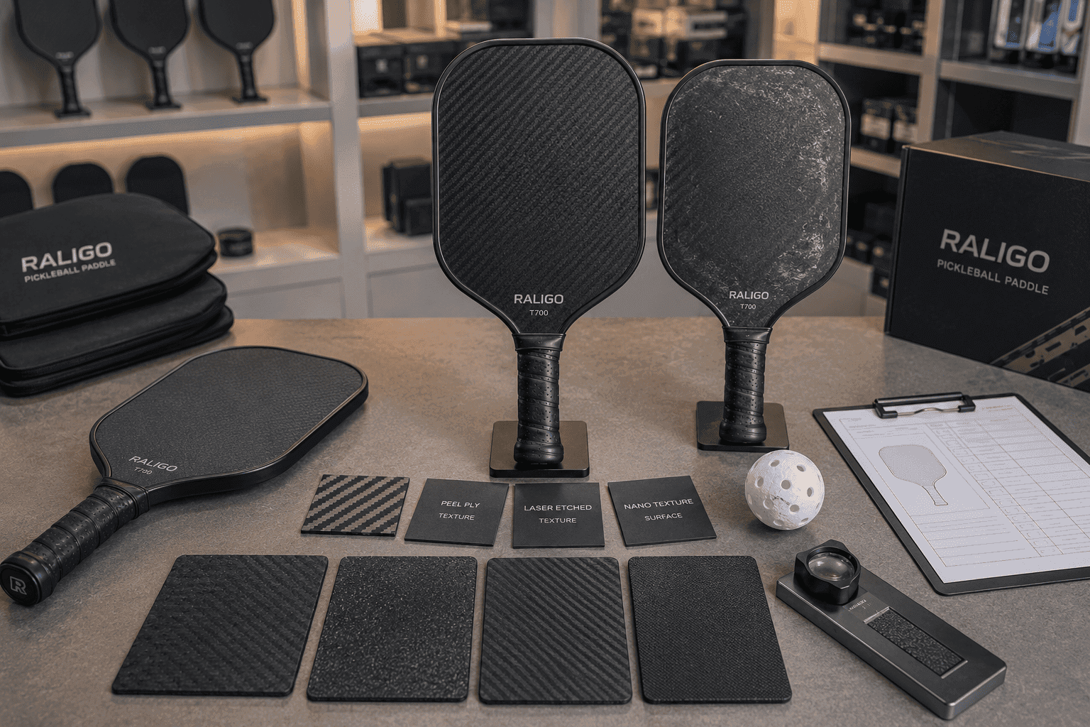 OEM quality review of pickleball paddle surface texture, durable spin samples, and compliant batch production