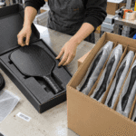 Retail-ready boxed pickleball paddle with protective foam insert compared with bulk-shipping paddles packed in sleeves and master cartons