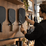 Three carbon fiber pickleball paddle models showing the progression from private label to limited customization and full OEM development
